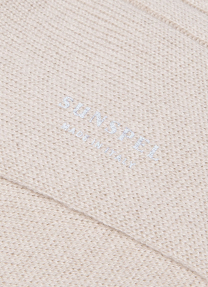 Mens Cashmere Ribbed Socks In Natural Msoc9050