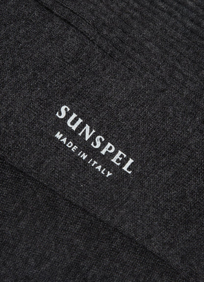 Men's Cotton Ribbed Socks in Charcoal Melange
