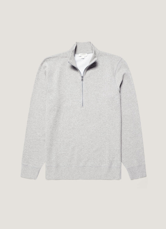 Mens Half Zip Loopback Sweatshirt Grey Melange