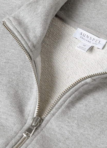 Mens Half Zip Loopback Sweatshirt Grey Melange