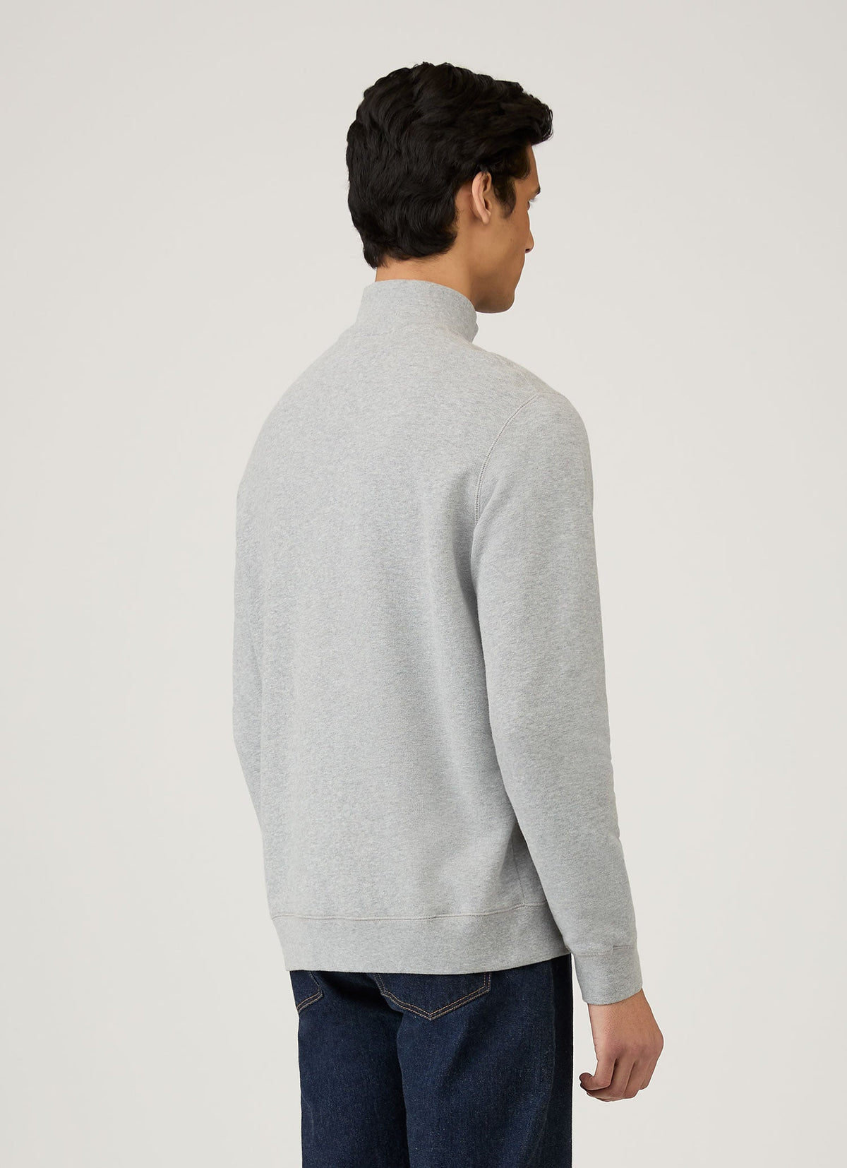 Mens Half Zip Loopback Sweatshirt Grey Melange
