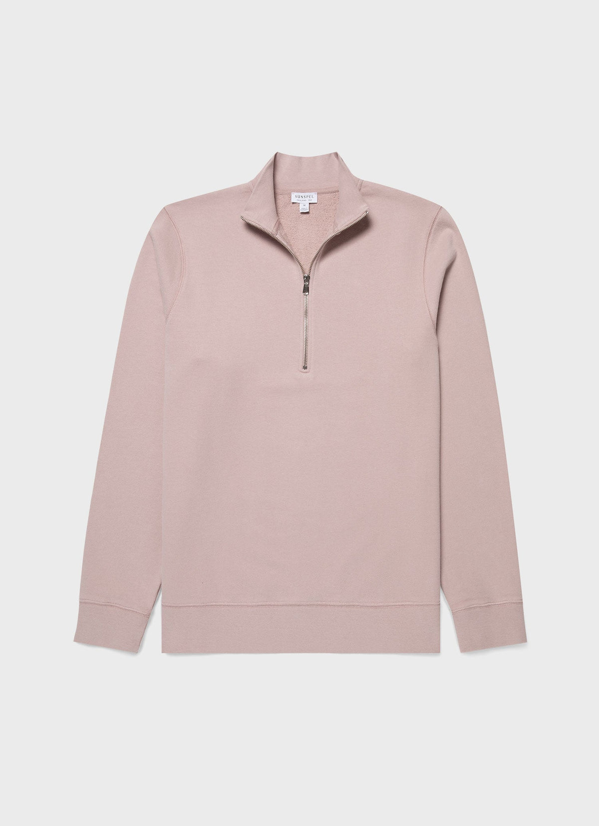 Mens Half Zip Loopback Sweatshirt In Pale Pink Mswe1546 Pkbj