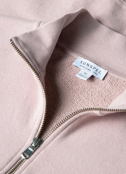 Mens Half Zip Loopback Sweatshirt In Pale Pink Mswe1546 Pkbj