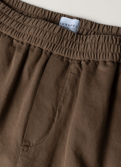 Drawstring Trouser In Dark Tan