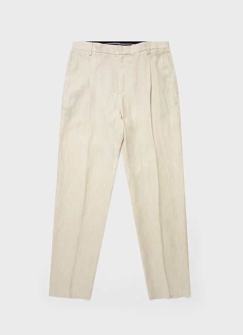 Mens Pleated Linen Trouser In Light Sand Mtrs3049 Brdv