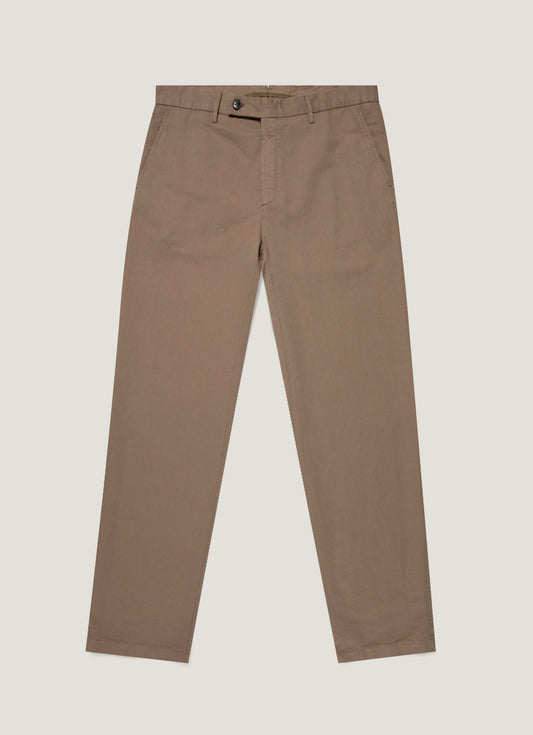 Mens Cotton Linen Trouser In Dark Tan Mtrs3103 Brdh