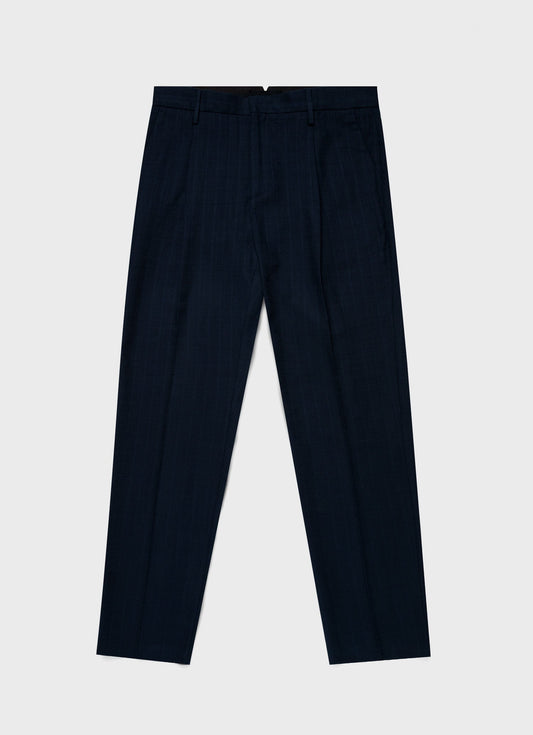 Mens Cotton Raffia Pleat Trouser In Navy Mtrs3107 Buaa