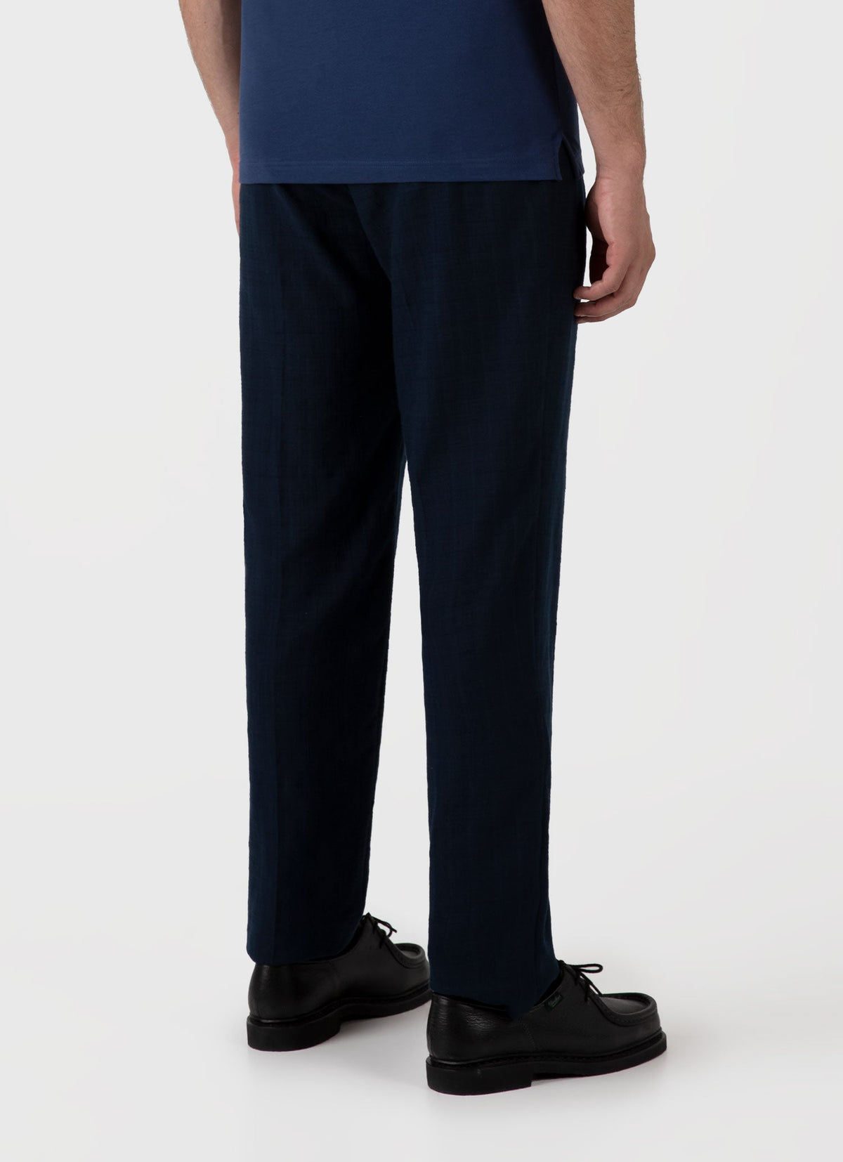 Mens Cotton Raffia Pleat Trouser In Navy Mtrs3107 Buaa