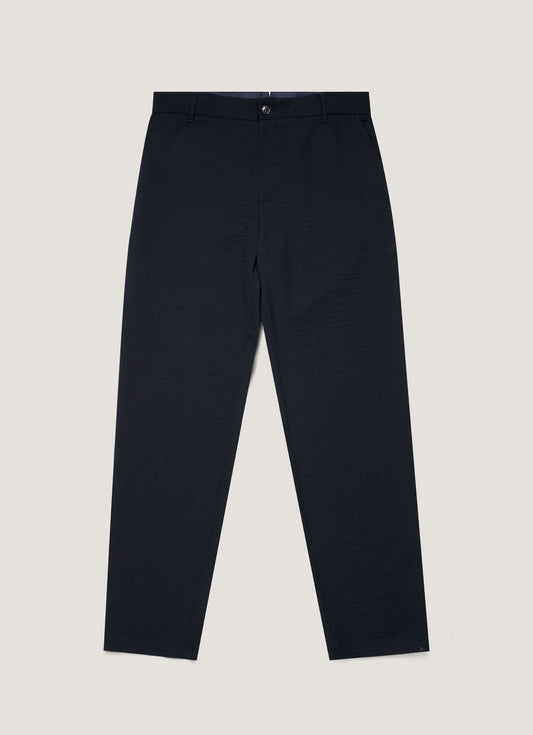 Mens Seersucker Wool Trouser In Navy Mtrs3112 Buaa