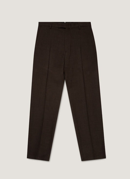 Mens Textured Wool Trouser In Truffle Mtrs3116 Brgd