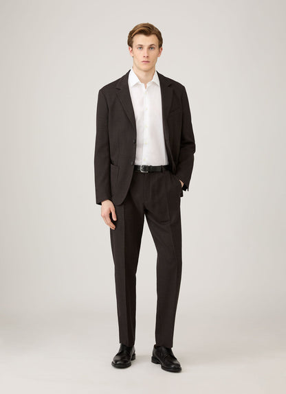 Mens Textured Wool Trouser In Truffle Mtrs3116 Brgd