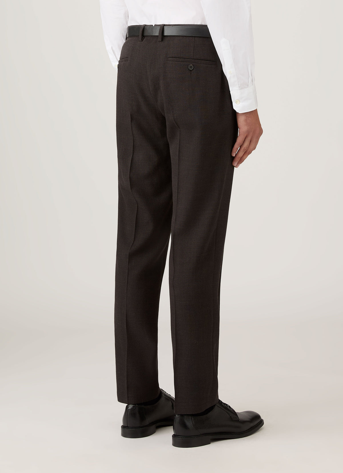 Mens Textured Wool Trouser In Truffle Mtrs3116 Brgd
