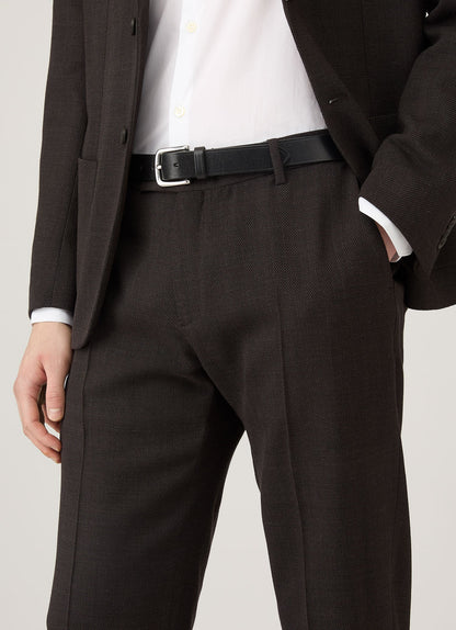 Mens Textured Wool Trouser In Truffle Mtrs3116 Brgd