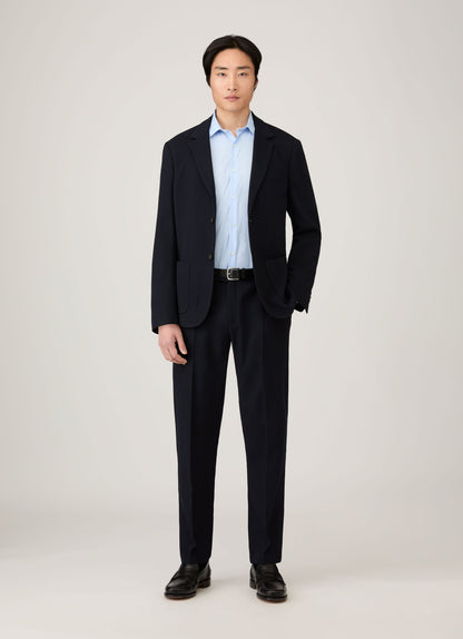 Mens Textured Wool Trouser In Navy Mtrs3116 Buaa