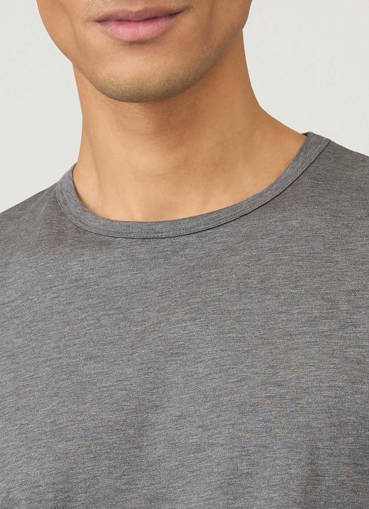 Short Sleeve Crew Neck T Shirt Charcoal Melange