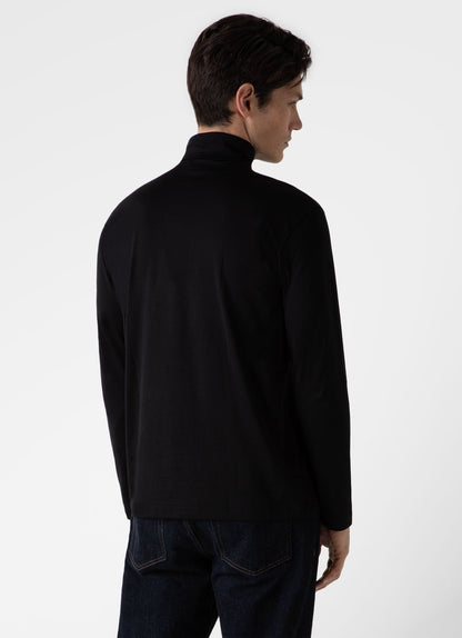 Mens Long Sleeve Roll Neck In Black