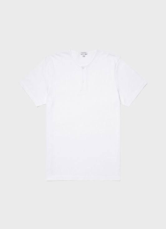 Mens Riviera Henley In White Mtsh0177 Whaa