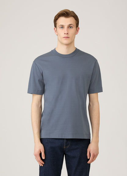 Mens Relaxed Fit Heavyweight Tshirt In Slate Blue Mtsh0181 Buua