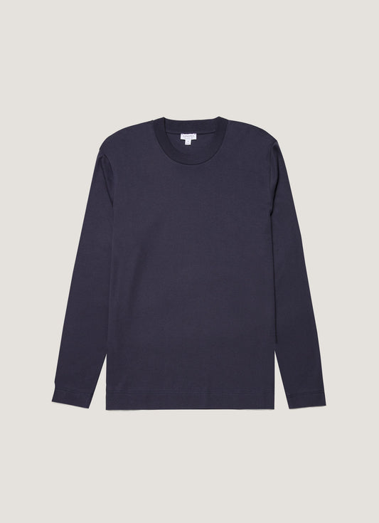 Mens Long Sleeve Heavyweight Tshirt In Navy Mtsh0182 Buaa