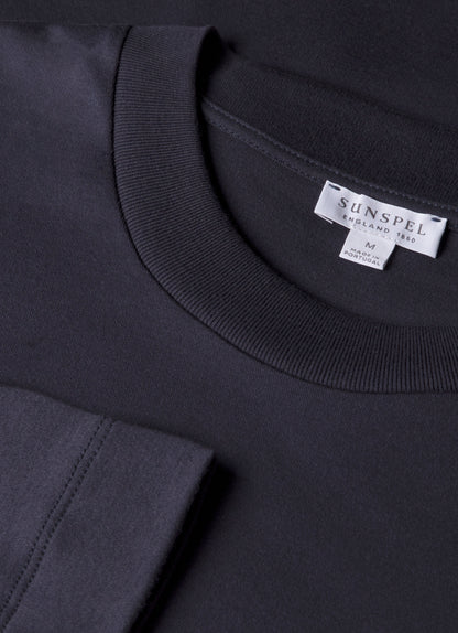 Mens Long Sleeve Heavyweight Tshirt In Navy Mtsh0182 Buaa