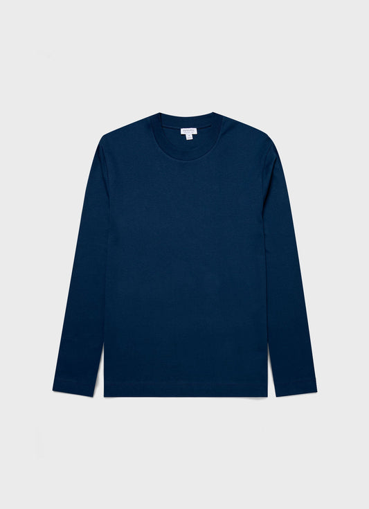 Mens Long Sleeve Heavyweight Tshirt In Naval Blue Mtsh0182 Buvm