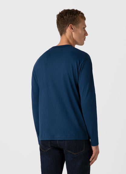 Mens Long Sleeve Heavyweight Tshirt In Naval Blue Mtsh0182 Buvm