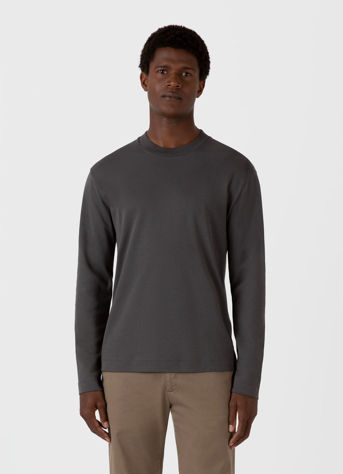 Mens Long Sleeve Heavyweight Tshirt In Charcoal Mtsh0182 Gyab