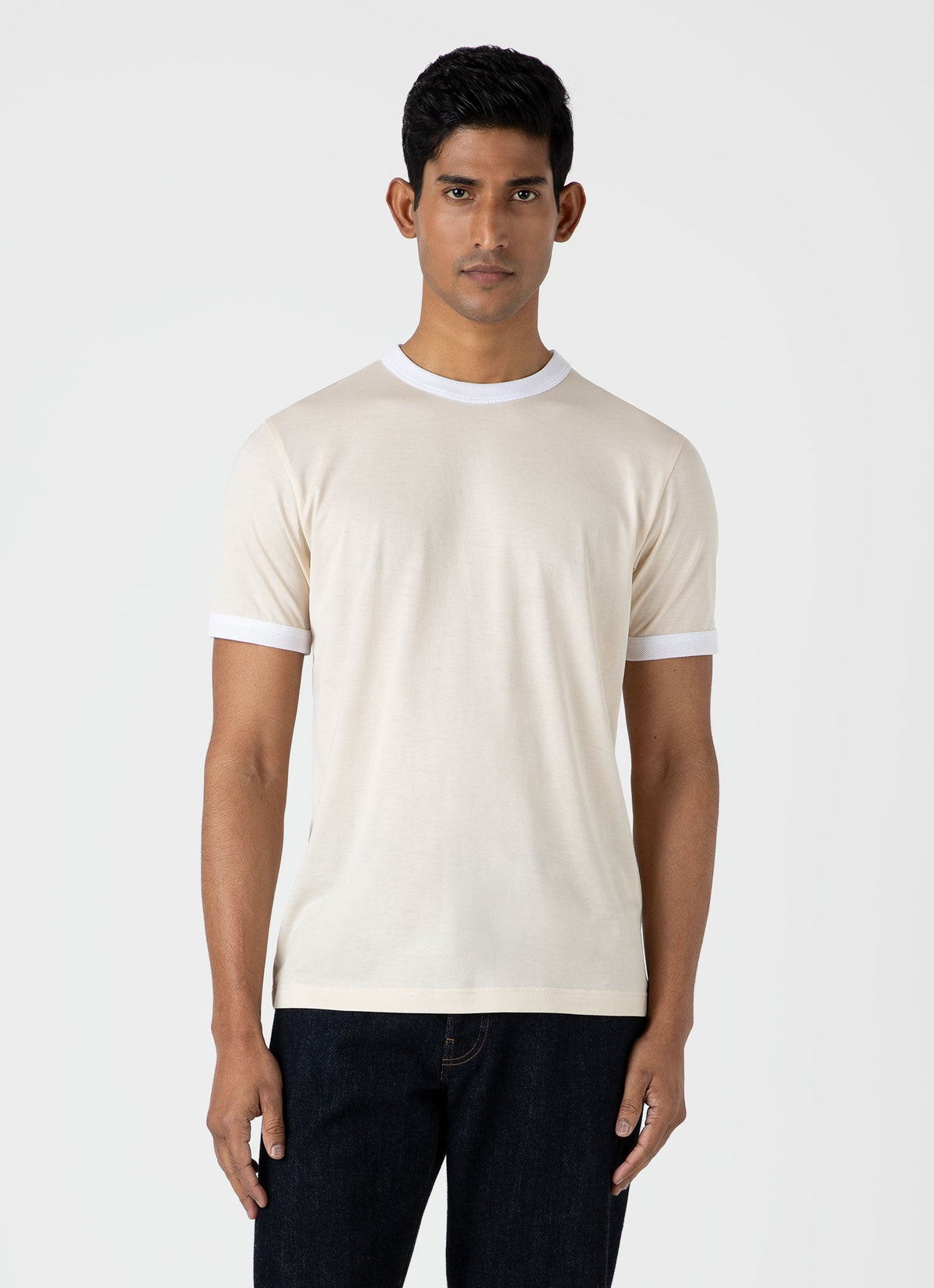 Mens Classic Ringer Tshirt In White Mpmtsh0186 Whaa