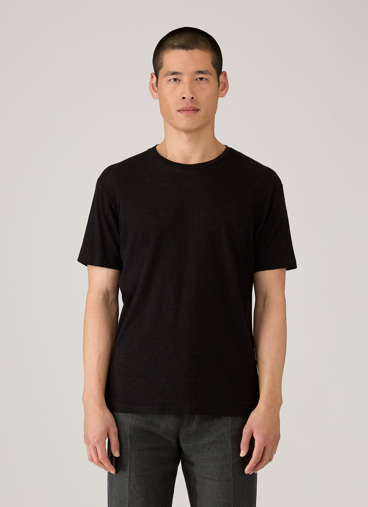 Mens Cotton Linen Tshirt In Black Mtsh0192 Bkaa