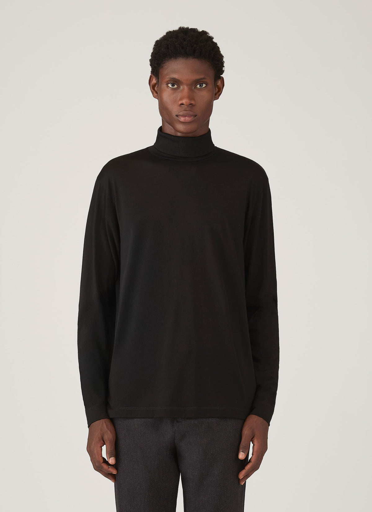 Mens Ultrafine Merino Roll Neck In Black Mtsh0198 Bkaa