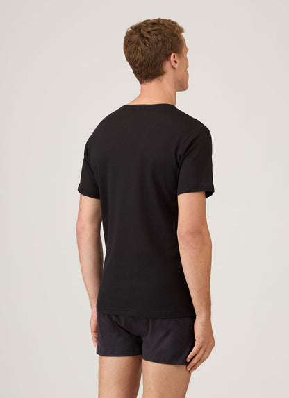 Mens Cellular Cotton Underwear Tshirt In Black Mtsh4003 Bkaa