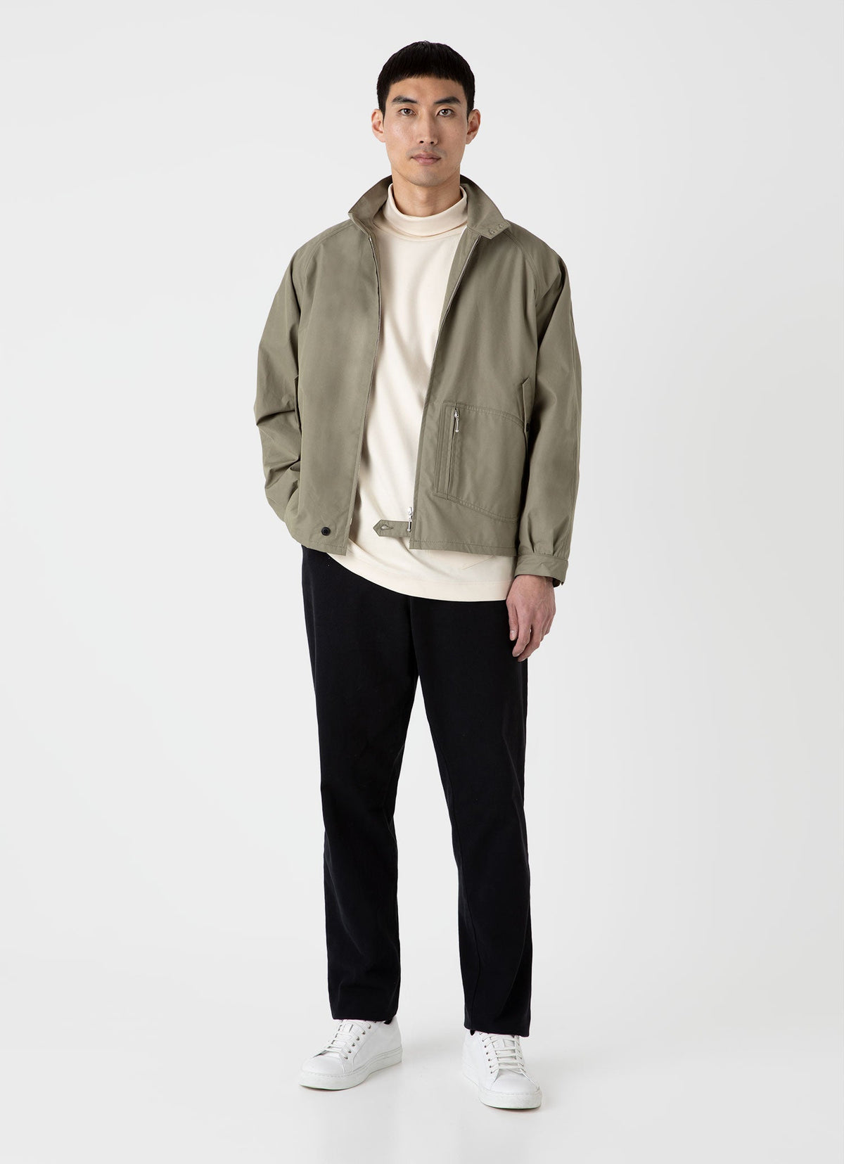 Mens Nigel Cabourn Carbon Brushed Roll Neck In Undyed Ncmtsh0185 Nuab