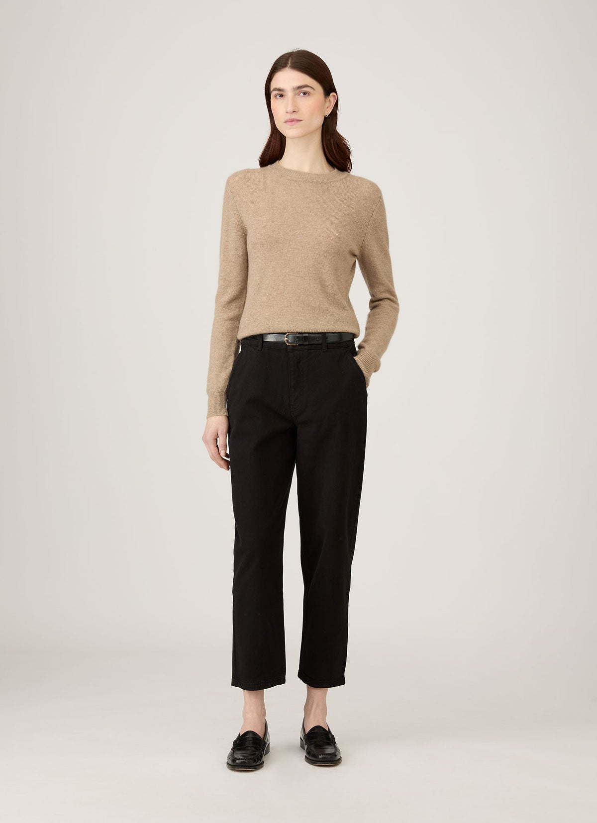 Womens Cotton Drill Tapered Trouser In Black