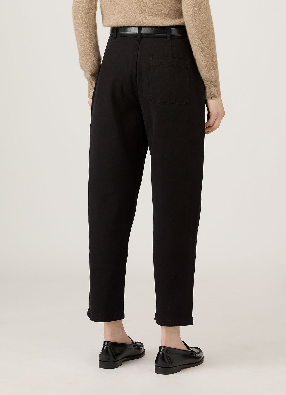 Womens Cotton Drill Tapered Trouser In Black